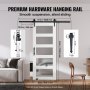 VEVOR Barn Door and Hardware Kit, 30" x 84" Wood and Glass Sliding Barn Door, Smoothly and Quietly, Barn Door Kit with 8-in-1 Floor Guide and Door Handle, Spruce Wood Slab and Frosted Glass