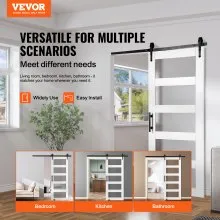 VEVOR Barn Door and Hardware Kit 30" x 84" Wood and Glass Sliding Barn Door Kit