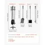 VEVOR Fireplace Tool Set, 4 PCS Fire Tool Set and Holder with Three-Prong Stand, Ash Shovel, Brush, Fire Place Poker, Wrought Iron Fireplace Accessories for Campfire Indoor/Outdoor, Black
