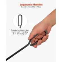 VEVOR Fireplace Tool Set, 5 PCS Fire Tool Set and Holder with Four-Prong Stand, Tongs, Ash Shovel, Brush, Fire Place Poker, Wrought Iron Fireplace Accessories for Campfire Indoor/Outdoor, Black