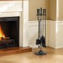 VEVOR Fireplace Tool Set, 5 PCS Fire Tool Set and Holder with Five-Prong Stand, Tongs, Ash Shovel, Brush, Fire Place Poker, Wrought Iron Fireplace Accessories for Campfire Indoor/Outdoor, Black