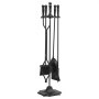 VEVOR Fireplace Tool Set, 5 PCS Fire Tool Set and Holder with Five-Prong Stand, Tongs, Ash Shovel, Brush, Fire Place Poker, Wrought Iron Fireplace Accessories for Campfire Indoor/Outdoor, Black