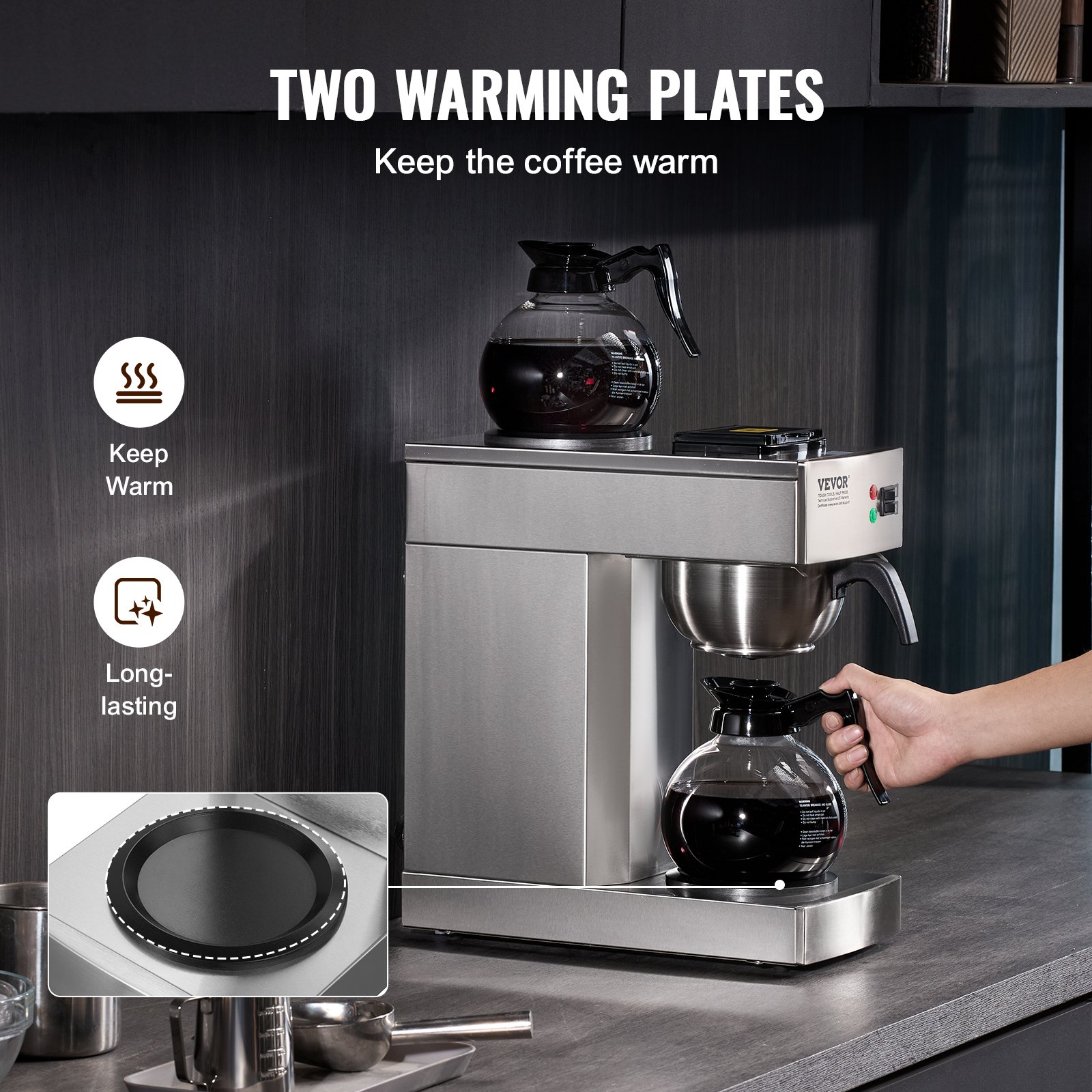 12 Cups Commercial Drip Coffee Maker with 2 Glass Carafes and 2 Warmers Office 12 Cups Commercial Drip Coffee Maker with 2 Glass Carafes and 2 Warmers Office
