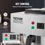 VEVOR 12 kopper kommersiell drypp kaffetrakter med 2 glasskarafler og 2 varmere