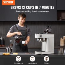 VEVOR 12 Cups Commercial Drip Coffee Maker with 2 Glass Carafes and 2 Warmers