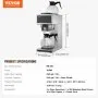 VEVOR Commercial Drip Coffee Maker, 12 Cups Coffee-Maker Machine with 2 Glass Carafes and 2 Decanter Warmer Plates, Stainless Steel Drip Style Coffee Brewer, for Restaurant, Office, Coffee Shop & Home