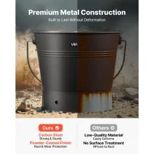 VEVOR Ash Bucket, 4 PCS with Lid, Shovel, Broom and Gloves, Metal Fireplace Charcoal Bucket and Ash Can, 2.6 GAL Large Capacity for Fireplace, Fire Pits, Wood Burning Stoves, Indoor and Outdoor