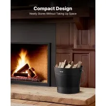 VEVOR Ash Bucket, 4 PCS with Lid, Shovel, Broom and Gloves, Metal Fireplace Charcoal Bucket and Ash Can, 2.6 GAL Large Capacity for Fireplace, Fire Pits, Wood Burning Stoves, Indoor and Outdoor
