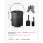 VEVOR Ash Bucket, 4 PCS with Lid, Shovel, Broom and Gloves, Metal Fireplace Charcoal Bucket and Ash Can, 15L Large Capacity for Fireplace, Fire Pits, Wood Burning Stoves, Indoor and Outdoor