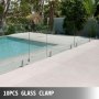 poolside area with VEVOR glass railing clamp and lush greenery.