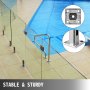 VEVOR glass railing clamp securing poolside glass barrier for stability and safety.