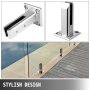 VEVOR Glass Railing Clamp 10PCS, Glass Railing 3.8x3.8x6.3 inch, Glass Clamp 304 Stainless Steel Silver for Glass Thickness 3/10" (8 mm) to 1/2" (12 mm), Balcony, Garden, Deck Handrail, Stair