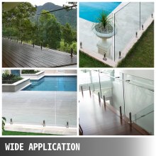 VEVOR Glass Railing Clamp 10PCS,Glass Railing 3.94x6.3inch, Glass Clamp 304 Stainless Steel Sliver, Glass Railing Spigots GlassThickness 3/10" to 1/2" for Balcony, Garden, Deck Handrail, Stair