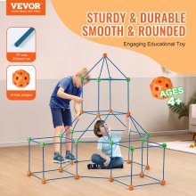 VEVOR Tent Fort Building Kit for Kids STEM Construction Toy Set Castle 120PCS
