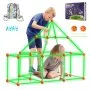 VEVOR Fort Building Kit for Kids, 85PCS Glow in The Dark STEM Building Toys, Educational Gift for 4 5 6 7 8+ Year Old Boys & Girls, Indoor Outdoor Play Tent Construction Toys with 55 Rods and 30 Balls
