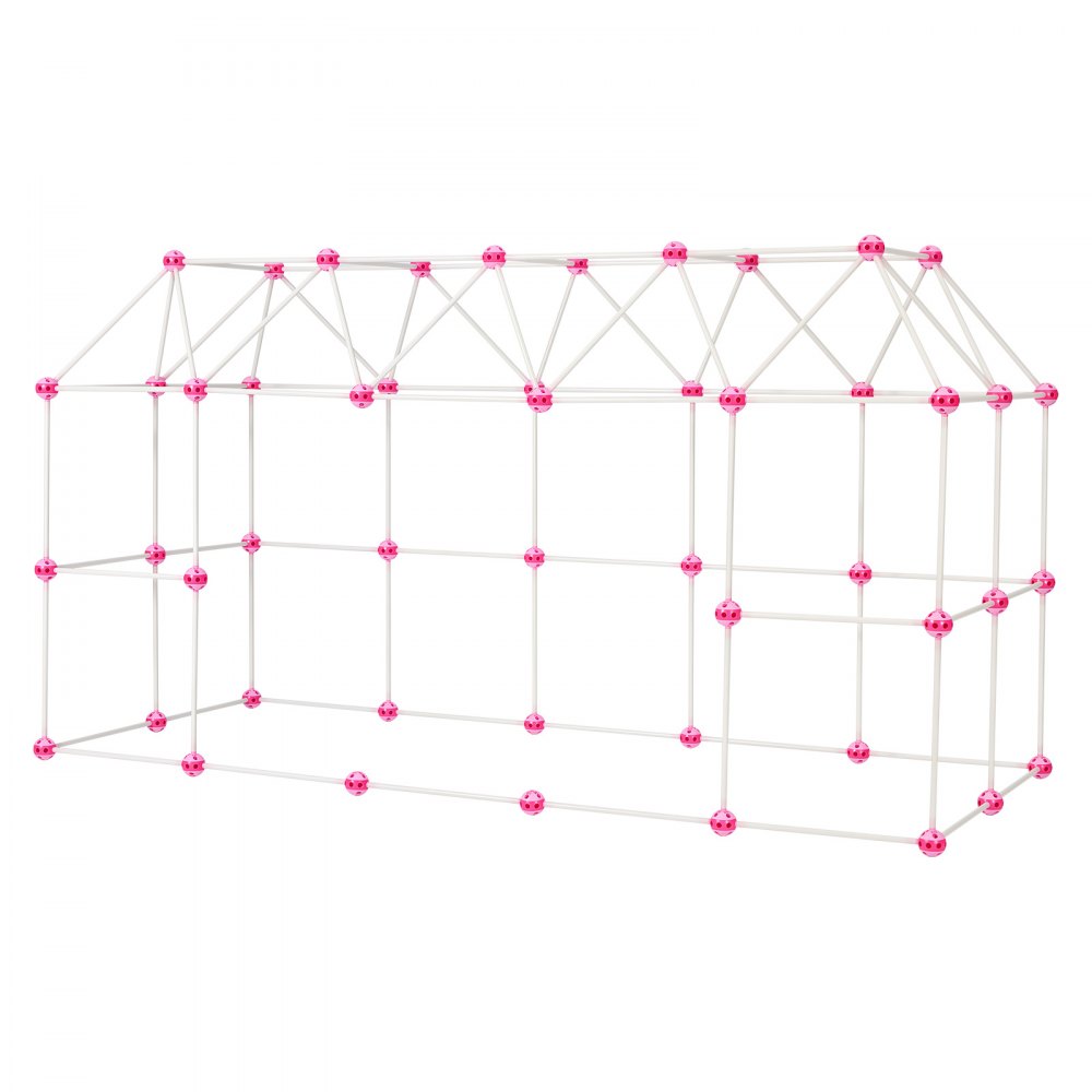 VEVOR Glow-in-the-Dark Fort Building Kit for Kids, 140PCS STEM Builder Toys, for 4 5 6 7 8+ Year Old Boys Girls, Upgraded Balls, Ring & Ball Toss, Educational Activity Indoor Outdoor Play, Storage Bag