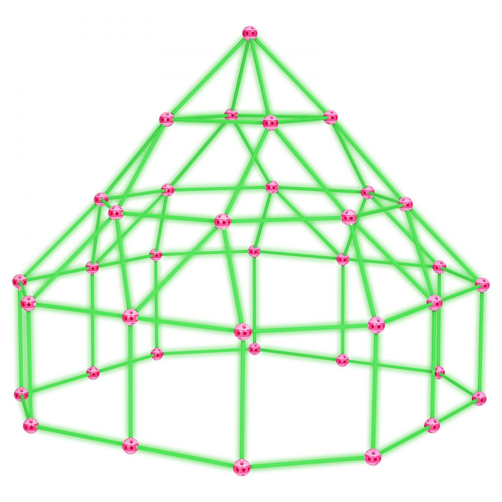 VEVOR Glow-in-the-Dark Fort Building Kit for Kids, 180PCS STEM Builder Toys, for 4 5 6 7 8+ Year Old Boys Girls, Upgraded Balls, Ring & Ball Toss, Educational Activity Indoor Outdoor Play, Storage Bag