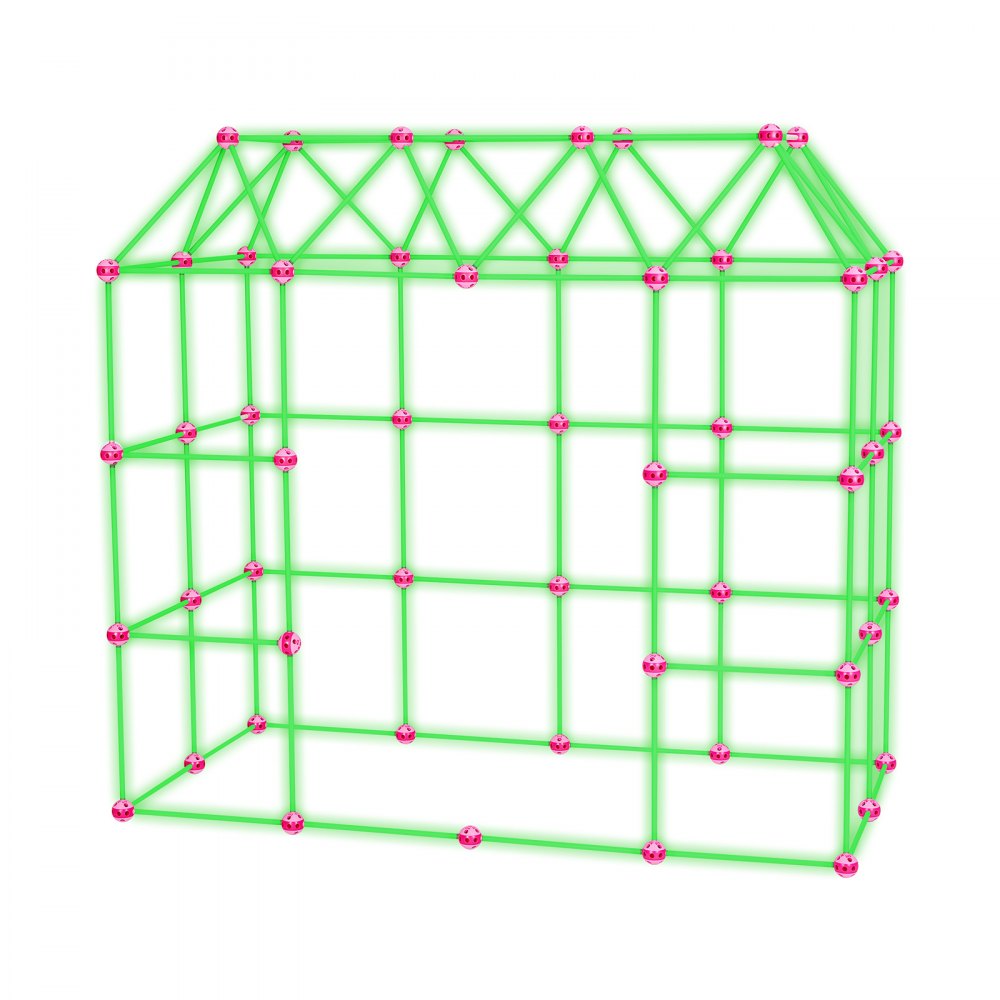 VEVOR Glow-in-the-Dark Fort Building Kit for Kids, 180PCS STEM Builder Toys, for 4 5 6 7 8+ Year Old Boys Girls, Upgraded Balls, Ring & Ball Toss, Educational Activity Indoor Outdoor Play, Storage Bag