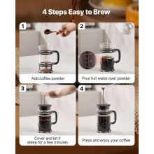 French Press Coffee Maker 34 oz Borosilicate Glass Coffee Tea Press Silver