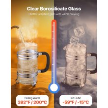 French Press Coffee Maker 34 oz Borosilicate Glass Coffee Tea Press Silver