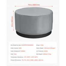 VEVOR Outdoor Hot Tub Cover Round 2000 x 850 mm Weatherproof and Waterproof Gray