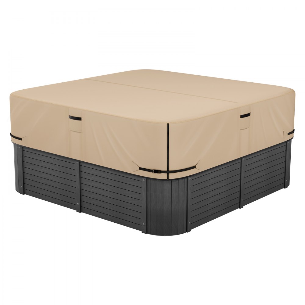 VEVOR Outdoor Hot Tub Cover, 85x85x20in/2160x2160x508mm Weatherproof & Waterproof Hot Tub Cover Protector, 600D Heavy Duty Oxford Fabric and 950N Tearing Strength, Square Spa Covers for Hottub, Brown