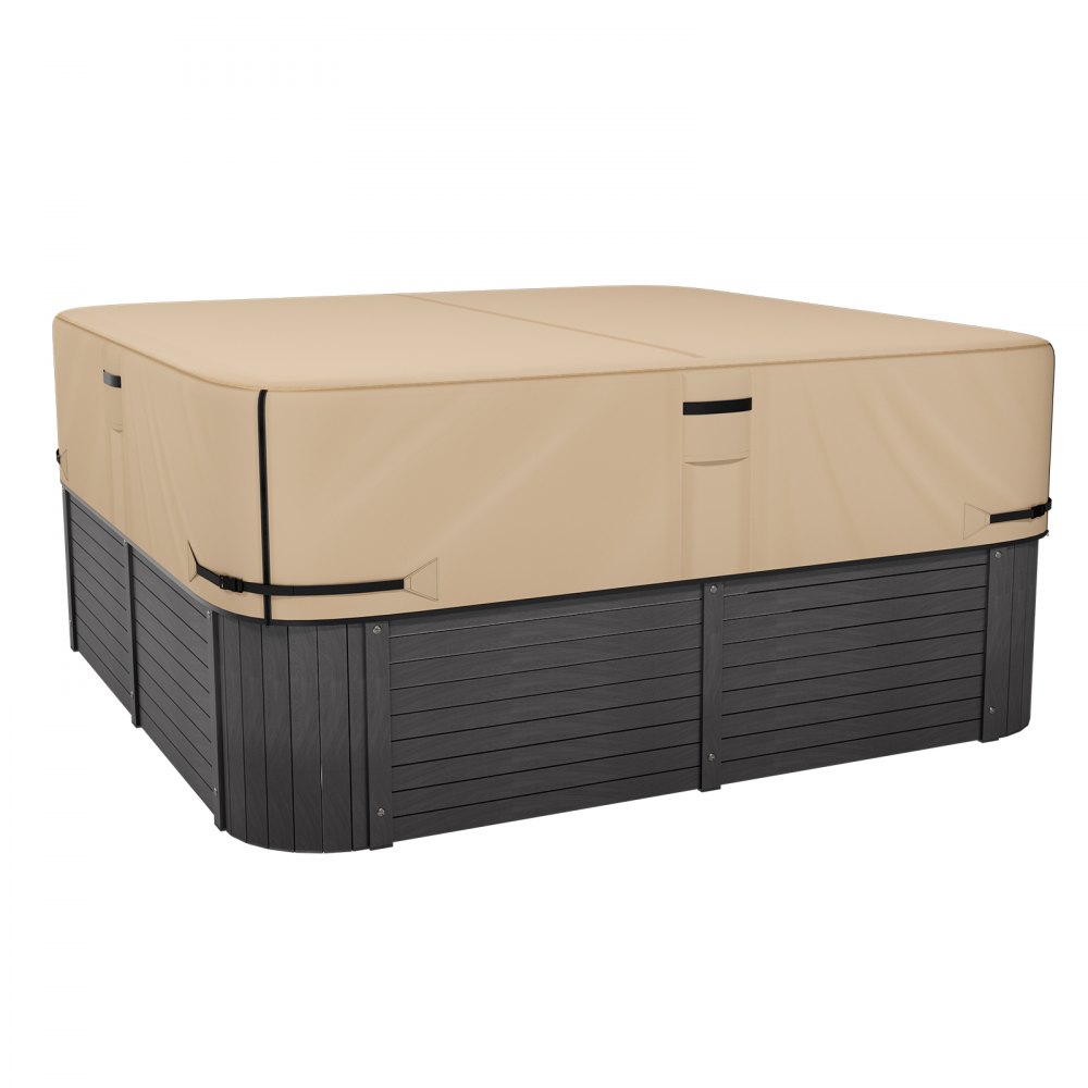 VEVOR Outdoor Hot Tub Cover, 85x85x20in/2160x2160x508mm Weatherproof & Waterproof Hot Tub Cover Protector, 600D Heavy Duty Oxford Fabric and 950N Tearing Strength, Square Spa Covers for Hottub, Brown