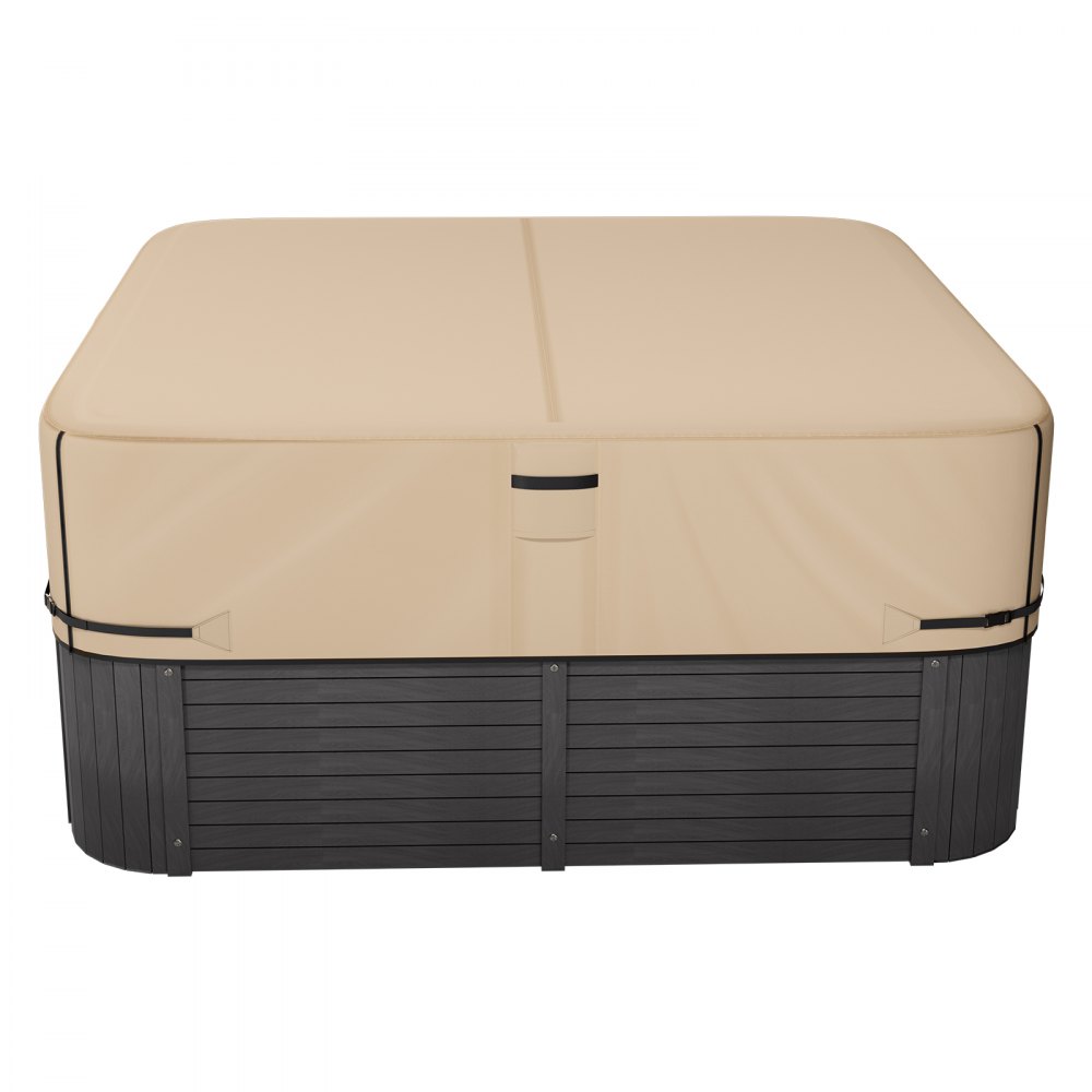VEVOR Outdoor Hot Tub Cover, 85x85x20in/2160x2160x508mm Weatherproof & Waterproof Hot Tub Cover Protector, 600D Heavy Duty Oxford Fabric and 950N Tearing Strength, Square Spa Covers for Hottub, Brown