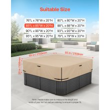 Outdoor Hot Tub Cover 85 x 85 x 20 Inch Weatherproof and Waterproof Brown