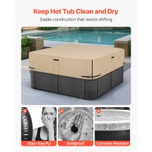 Outdoor Hot Tub Cover 85 x 85 x 20 Inch Weatherproof and Waterproof Brown
