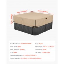 Outdoor Hot Tub Cover 85 x 85 x 20 Inch Weatherproof and Waterproof Brown