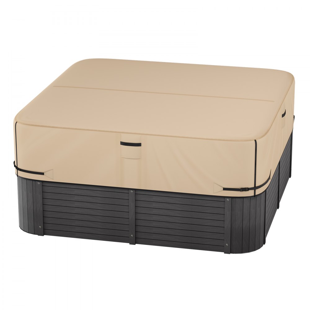 VEVOR Outdoor Hot Tub Cover, 95x95x20in/2413x2413x508mm Weatherproof & Waterproof Hot Tub Cover Protector, 600D Heavy Duty Oxford Fabric and 950N Tearing Strength, Square Spa Covers for Hottub, Brown