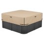 VEVOR Outdoor Hot Tub Cover, 95x95x20in/2413x2413x508mm Weatherproof & Waterproof Hot Tub Cover Protector, 600D Heavy Duty Oxford Fabric and 950N Tearing Strength, Square Spa Covers for Hottub, Brown