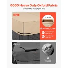 VEVOR Outdoor Hot Tub Cover 2413x2413x508mm Weatherproof and Waterproof Brown