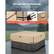 VEVOR Outdoor Hot Tub Cover 2413x2413x508mm Weatherproof and Waterproof Brown