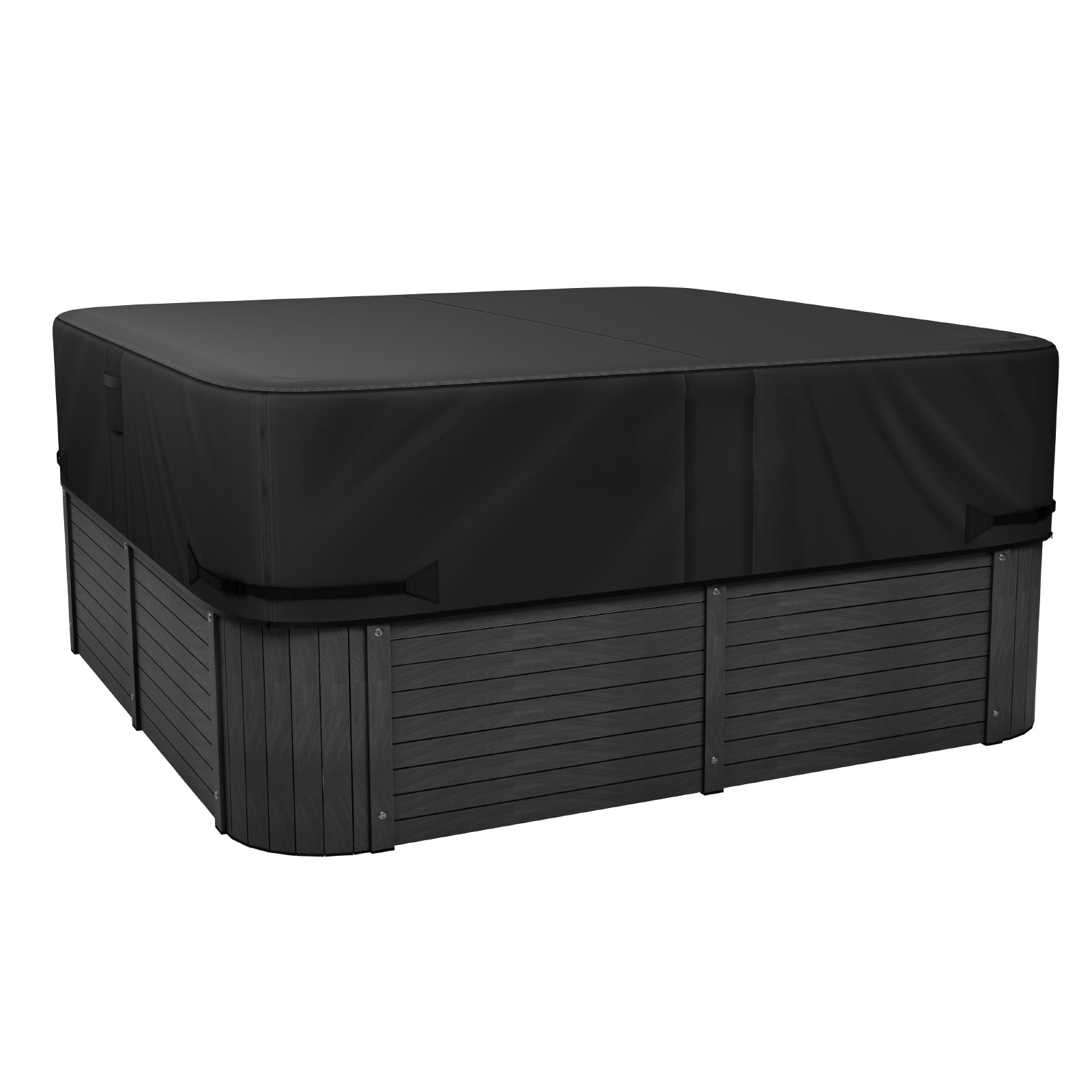 VEVOR Outdoor Hot Tub Cover, 2413 x 2413 x 508 mm Weatherproof & Waterproof Hot Tub Cover Protector, 600D Heavy Duty Oxford Fabric and 950N Tearing Strength, Square Spa Covers for Hottub, Black
