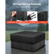 Outdoor Hot Tub Cover 88 x 88 x 20 Inch Weatherproof and Waterproof Black