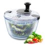 Sticlă VEVOR pentru salată, 4,75 litri, mașină mare de spălat uscător de legume cu o singură mână, curățător de salată verde și uscător cu capac înalt din sticlă borosilicată, pentru verdeață, ierburi, fructe de pădure, fructe, fără BPA
