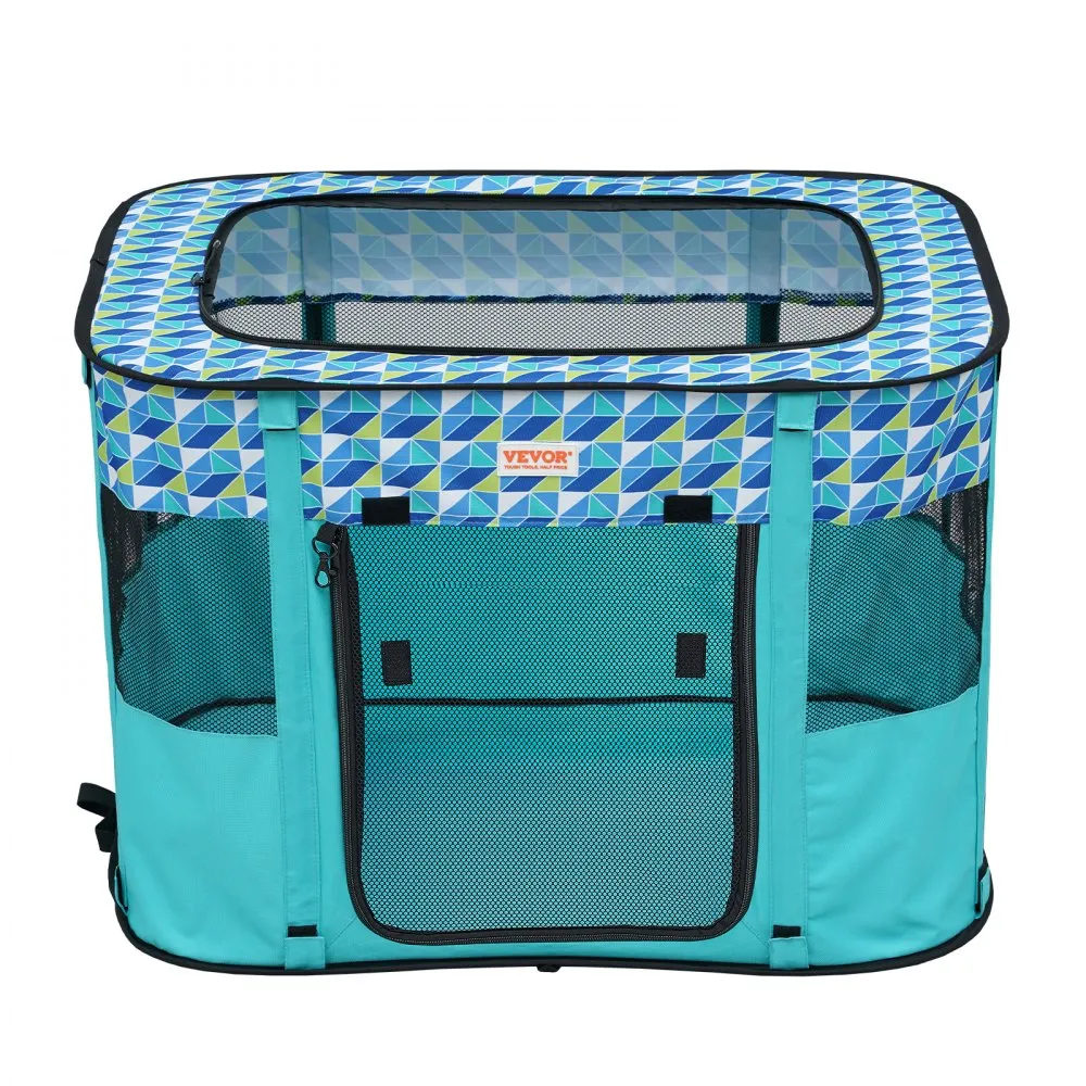 VEVOR Foldable Pet Playpen, 32'' x 24'' x 22'' Portable Dog Playpen, Crate Kennel for Puppy, Dog, Cat, Waterproof 600D Oxford Cloth, Removable Zipper, for Indoor Outdoor Travel Camping Use (Rectangle,