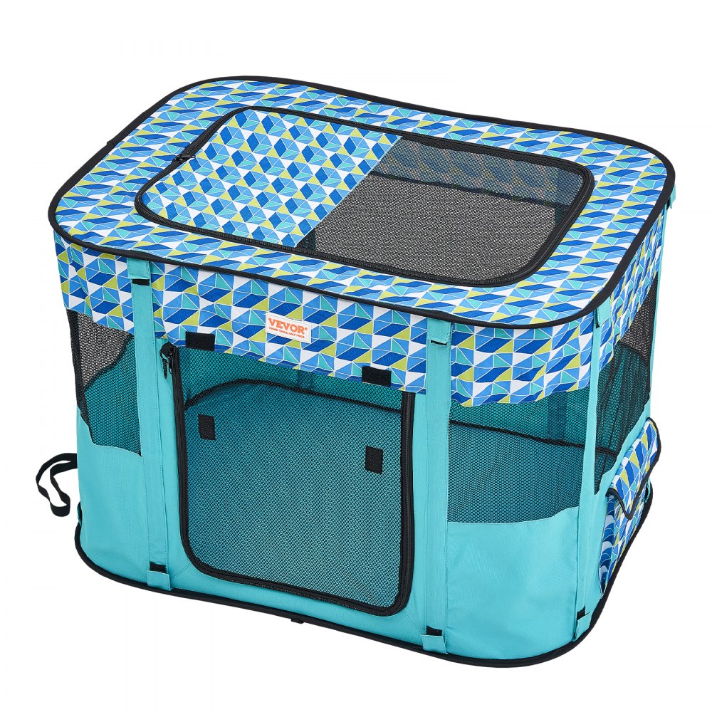 VEVOR Foldable Pet Playpen, 32'' x 24'' x 22'' Portable Dog Playpen, Crate Kennel for Puppy, Dog, Cat, Waterproof 600D Oxford Cloth, Removable Zipper, for Indoor Outdoor Travel Camping Use (Rectangle,