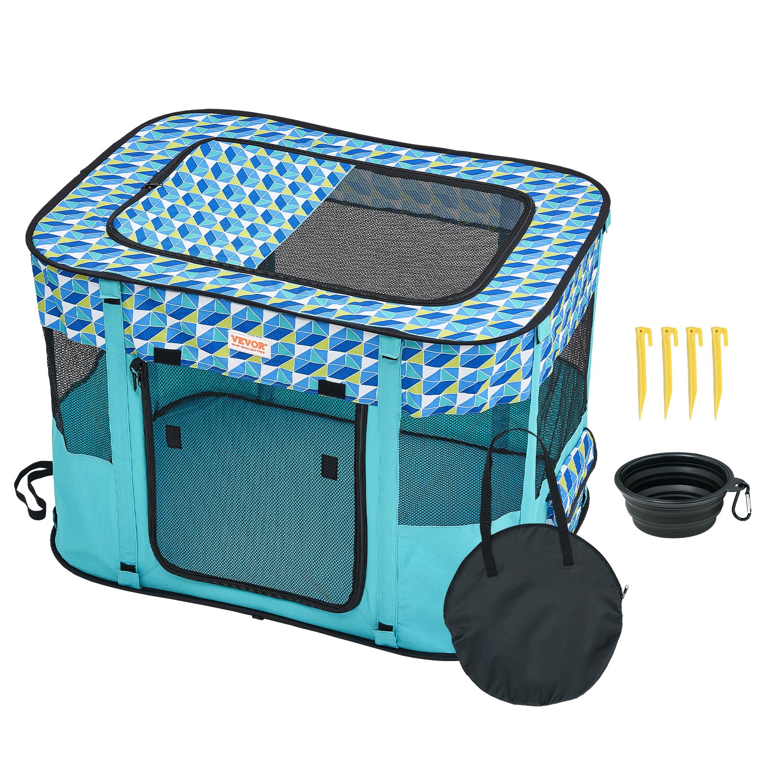 Sweiko Foldable Pet Playpen, 32'' x 24'' x 22'' Portable Dog Playpen, Crate Kennel for Puppy, Dog, Cat, Waterproof 600D Oxford Cloth, Removable Zipper, for Indoor Outdoor Travel Camping (Rectangle, S) Sweiko Foldable Pet Playpen, 32'' x 24'' x 22'' Portable Dog Playpen, Crate Kennel for Puppy, Dog, Cat, Waterproof 600D Oxford Cloth, Removable Zipper, for Indoor Outdoor Travel Camping (Rectangle, S)
