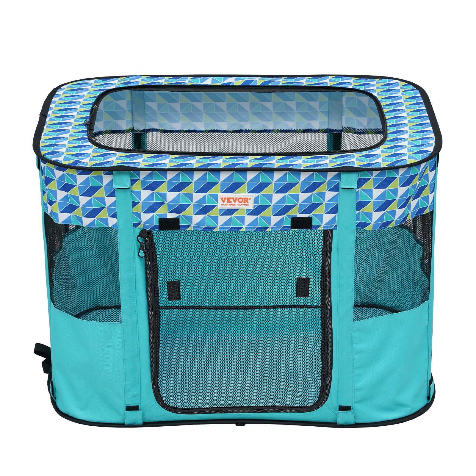 VEVOR Foldable Pet Playpen, 32'' x 24'' x 22'' Portable Dog Playpen, Crate Kennel for Puppy, Dog, Cat, Waterproof 600D Oxford Cloth, Removable Zipper, for Indoor Outdoor Travel Camping Use (Rectangle,