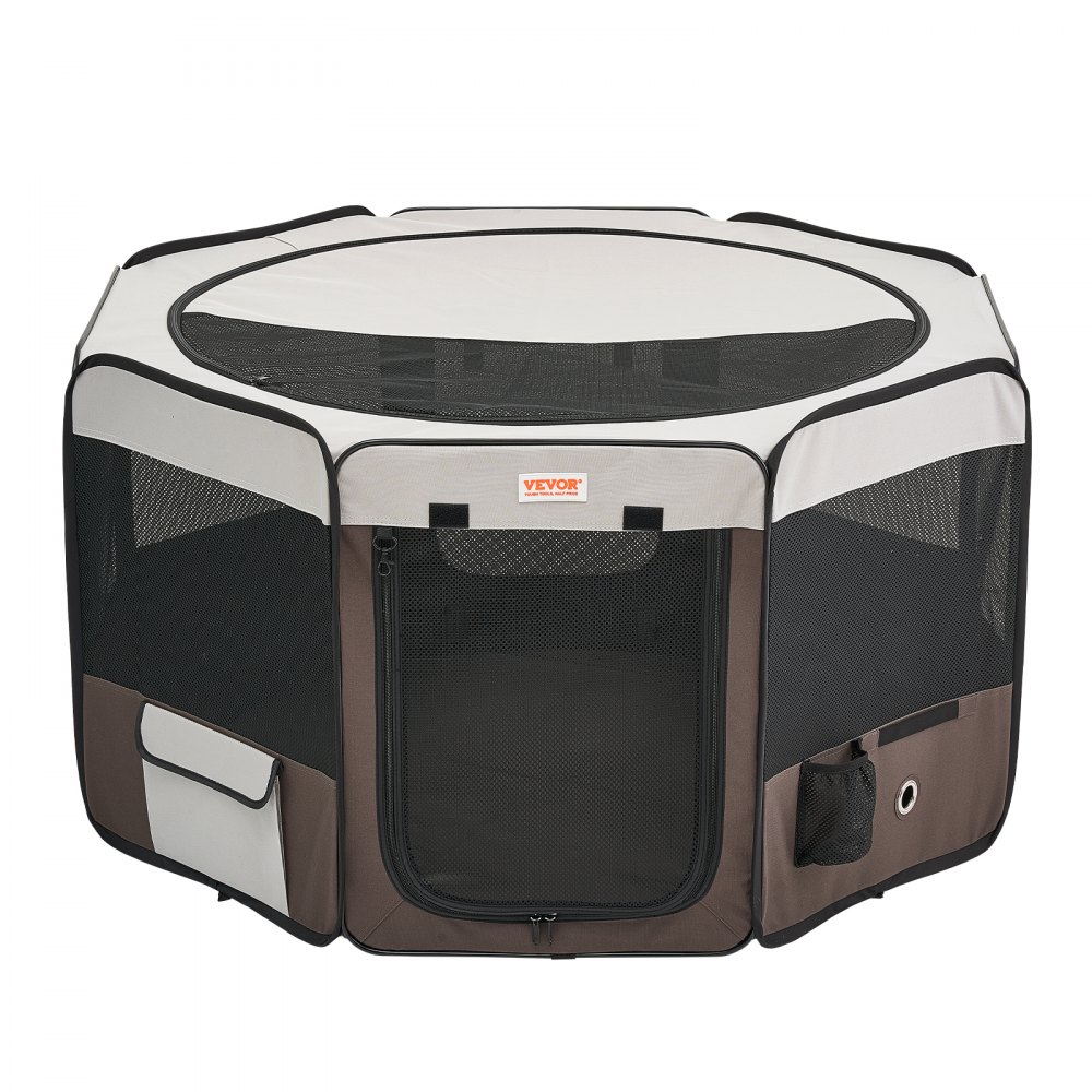 VEVOR Foldable Pet Playpen, 46 inch Portable Dog Playpen, Crate Kennel for Puppy, Dog, Cat, Premium Waterproof 600D Oxford Cloth, Removable Zipper, for Indoor Outdoor Travel Camping Use (Octagon, L)