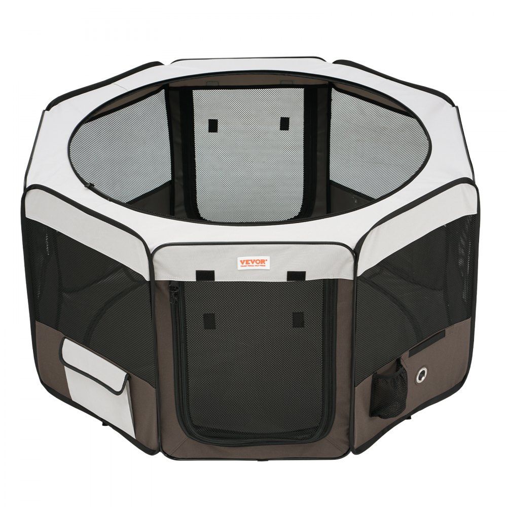 VEVOR Foldable Pet Playpen, 46 inch Portable Dog Playpen, Crate Kennel for Puppy, Dog, Cat, Premium Waterproof 600D Oxford Cloth, Removable Zipper, for Indoor Outdoor Travel Camping Use (Octagon, L)