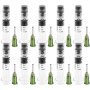 array of ten VEVOR glass syringes with green caps and black measurement markings on a white background.