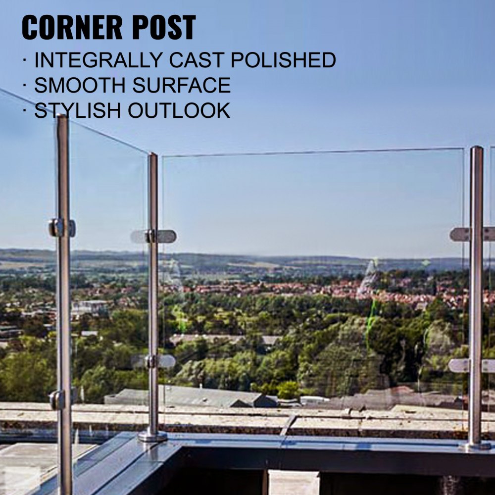 Vevor Balustrade Railing Posts, Glass Railing 41" Stainless Steel Post Railing