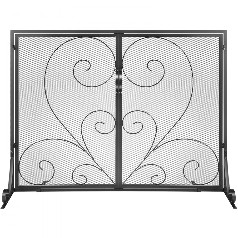 VEVOR Fireplace Screen 1 Panel with Door, Sturdy Iron Mesh Fireplace Screen, 39"(L) x31.6"(H) Spark Guard Cover, Simple Installation, Free Standing Fire Fence Grate for Living Room Home Decor Vintage