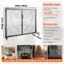 VEVOR Fireplace Screen 1 Panel with Door, Sturdy Iron Mesh Fireplace Screen, 39"(L) x31.6"(H) Spark Guard Cover, Simple Installation, Free Standing Fire Fence Grate for Living Room Home Decor Vintage