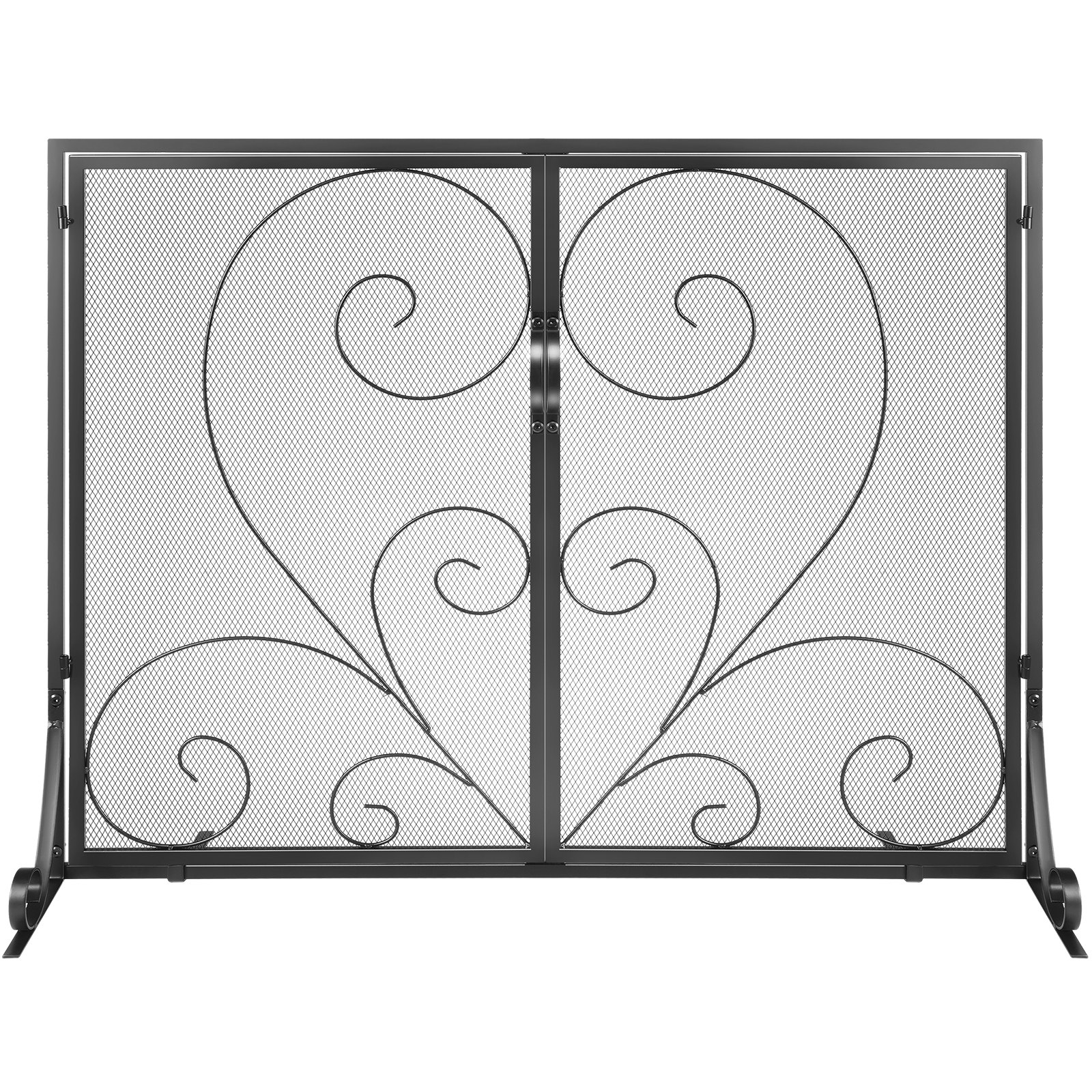 VEVOR Fireplace Screen 1 Panel with Door, Sturdy Iron Mesh Fireplace Screen, 39"(L) x31.6"(H) Spark Guard Cover, Simple Installation, Free Standing Fire Fence Grate for Living Room Home Decor Vintage
