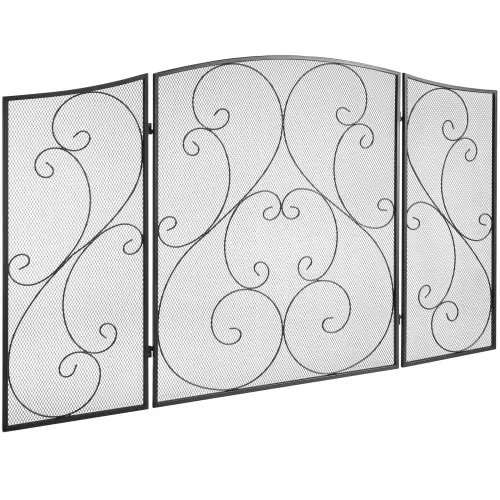 Gtongoko 3 Panel Fireplace Screen 48 W X 29 H Wrought Iron Decorative Fire Spark Guard Grate For Living Room Home Decor Black - View #8